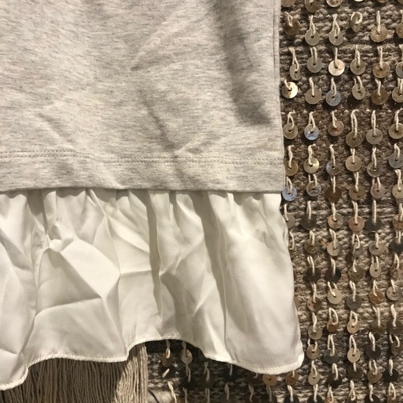 NWT J Crew gray tank with cream ruffle layer XS - Picture 5 of 8